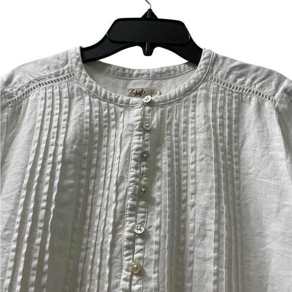 Faherty White Gemina Pintuck Linen Top - Picture 4 of 7